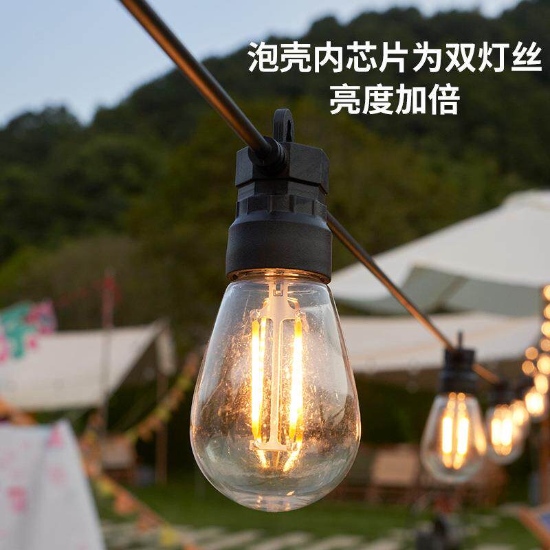 LED户外防水灯串 S14灯丝灯串E27欧规美规跑马灯营地露营氛围串灯