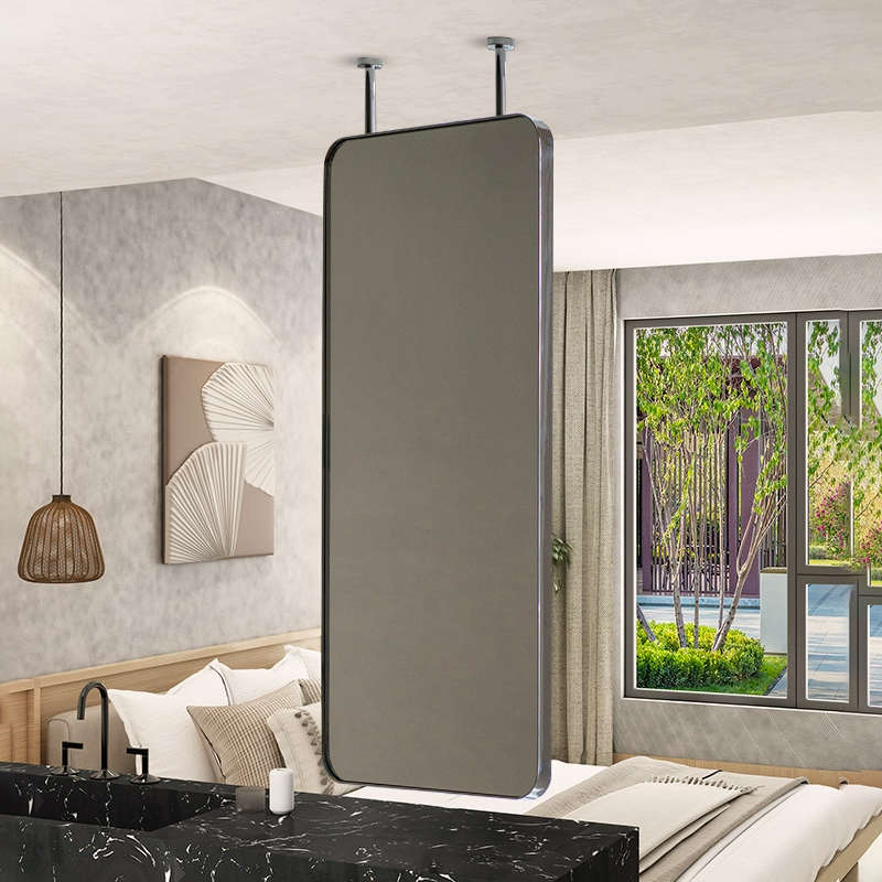 9sa【多色灯光】不锈钢天花板悬空吊镜椭圆浴室挂镜子酒店民宿吊