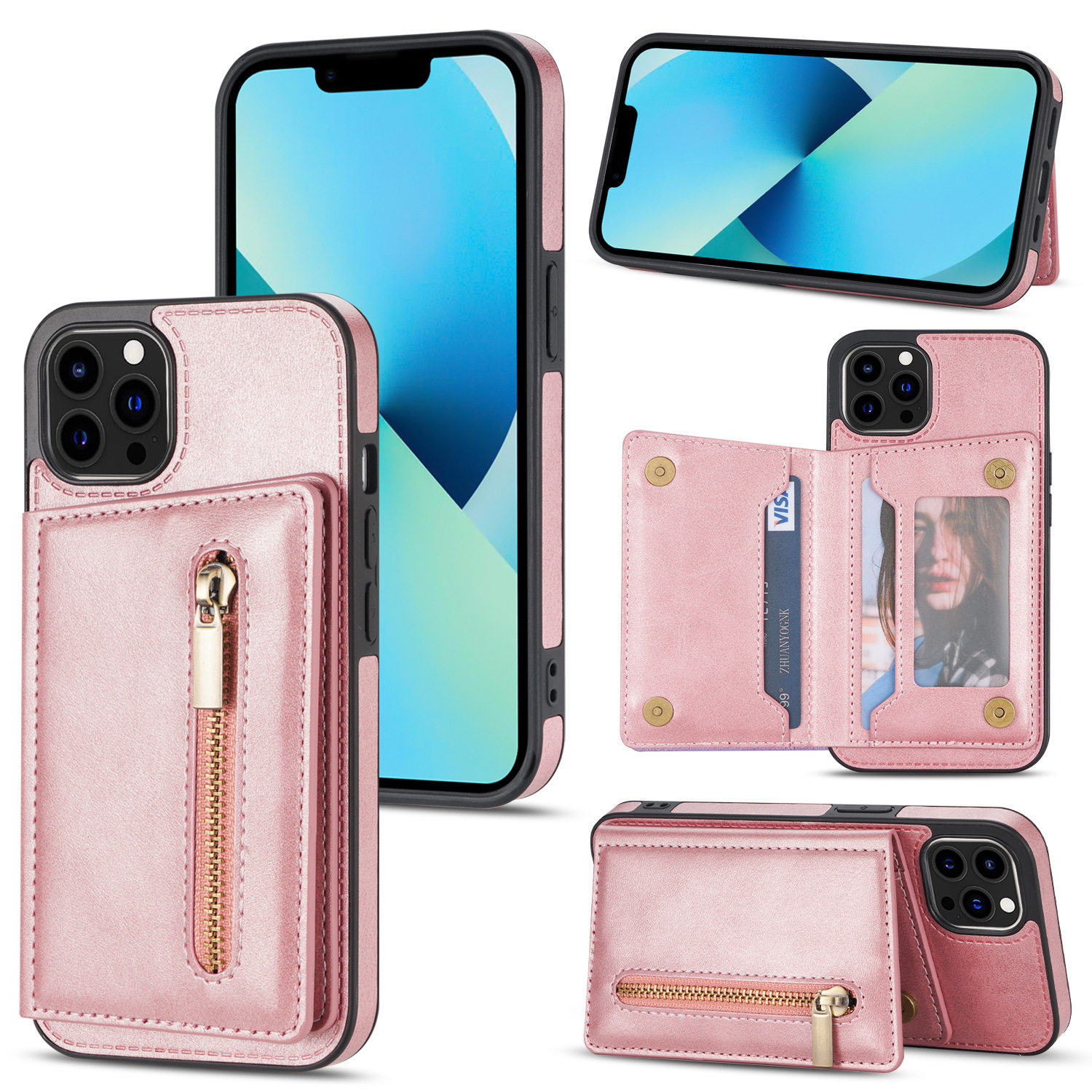 pro拉链皮套14护套iphonemax适用保护插卡1手机机壳iphone14