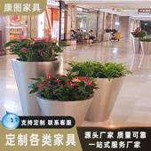 商业街道路不锈钢花盆圆形不锈钢花钵小区室外铁艺花箱金属花架