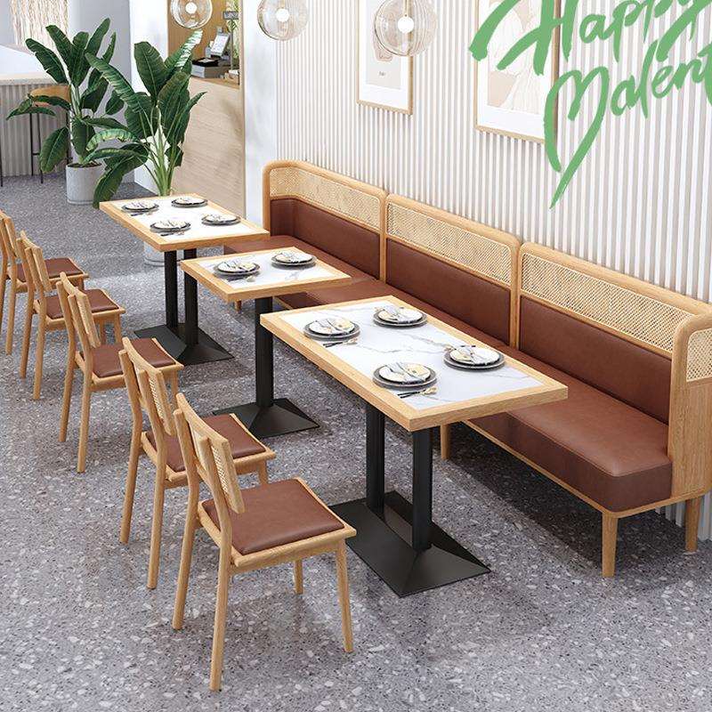 餐饮店饭店高档甜品茶餐厅桌椅组合主题西餐厅咖啡厅编藤卡座沙发