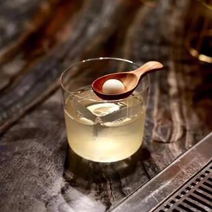 日式木村系列薄底鸡尾酒杯 方冰高品质创意酒杯 薄款水杯 小木勺