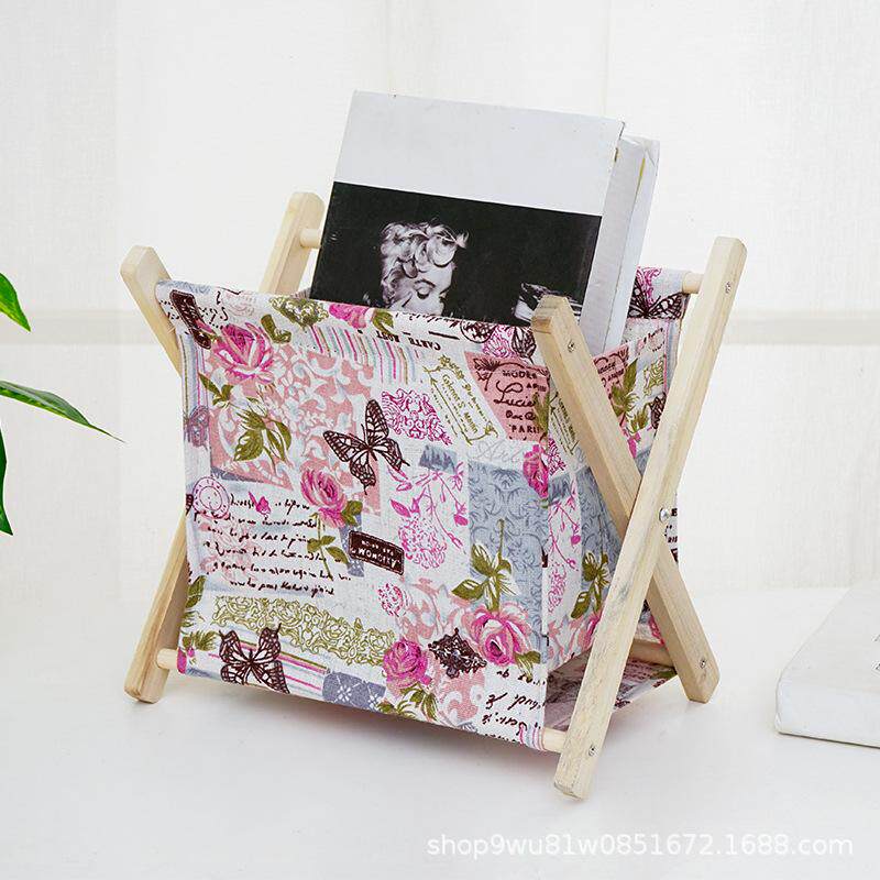 报刊版时尚杂志架杂志布艺收纳架筐整理桌面报纸书报架口袋楼书w