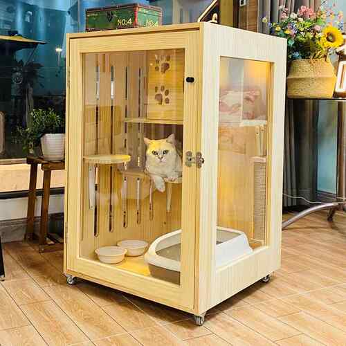 正品实木猫别墅华猫笼猫子舍豪猫窝猫柜展示柜双层侧面透猫明猫繁