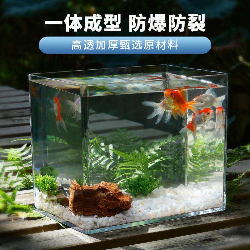 一体式方形斗鱼缸观赏超白客厅加厚防爆PC非玻璃亚克力防摔裸缸