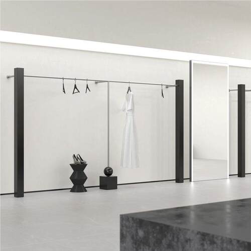 不锈烤色漆黑上墙架钢女装店挂衣DK-21023示架转角靠墙架壁挂式服