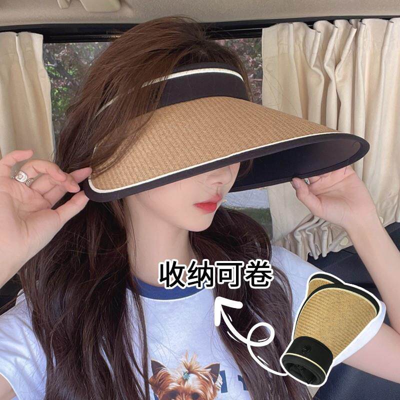 强遮光日本UV防晒帽女夏季遮阳帽大沿遮脸空顶帽子