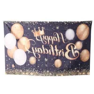 AA05 Happy Birthday Banner Decorations Large Birthday Black