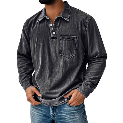 Men's printed youth shirt with button up collar, men's