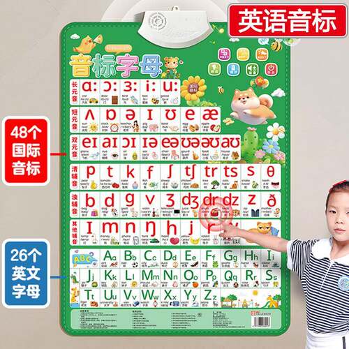 音标有声挂图英语发音和自然拼读发音48个国际英文26个字母表神器