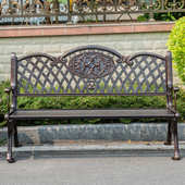 露天金属 靠背公园铝长条椅多人室外广场椅 椅户外休闲铸小区花园