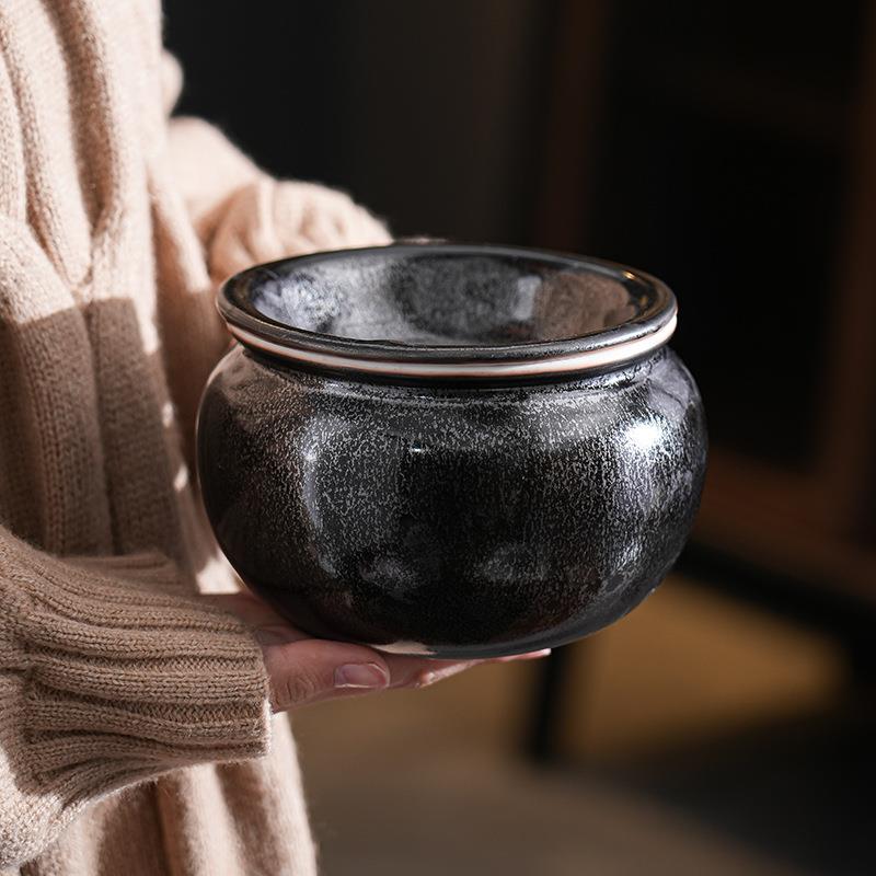 复古陶瓷莲蓬建水家用办公大号茶渣缸废水缸茶道配件水盂杯洗茶洗