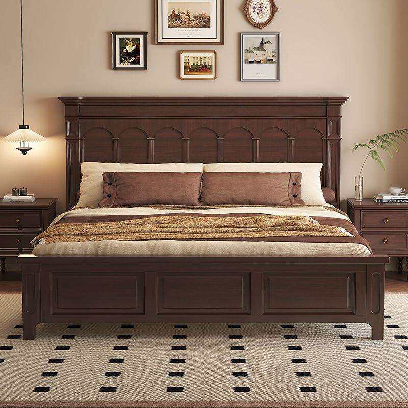 美式床全实木简约乡村复古主卧家具高箱储物1.8米双人中古风床