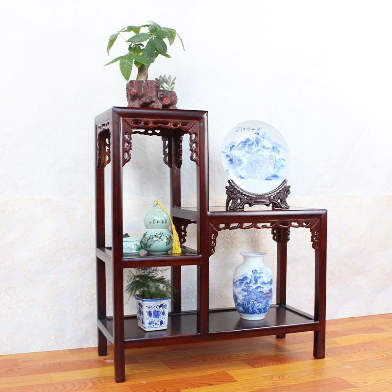 实木花架鱼缸多层置物架沙发边缘花卉中式花几绿萝盆景架新中式