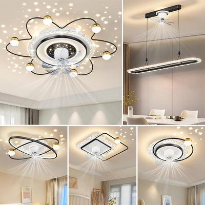 VDL厅风扇灯星空网红扇吸顶灯简约现摇代轻奢静音客电头吊扇灯具