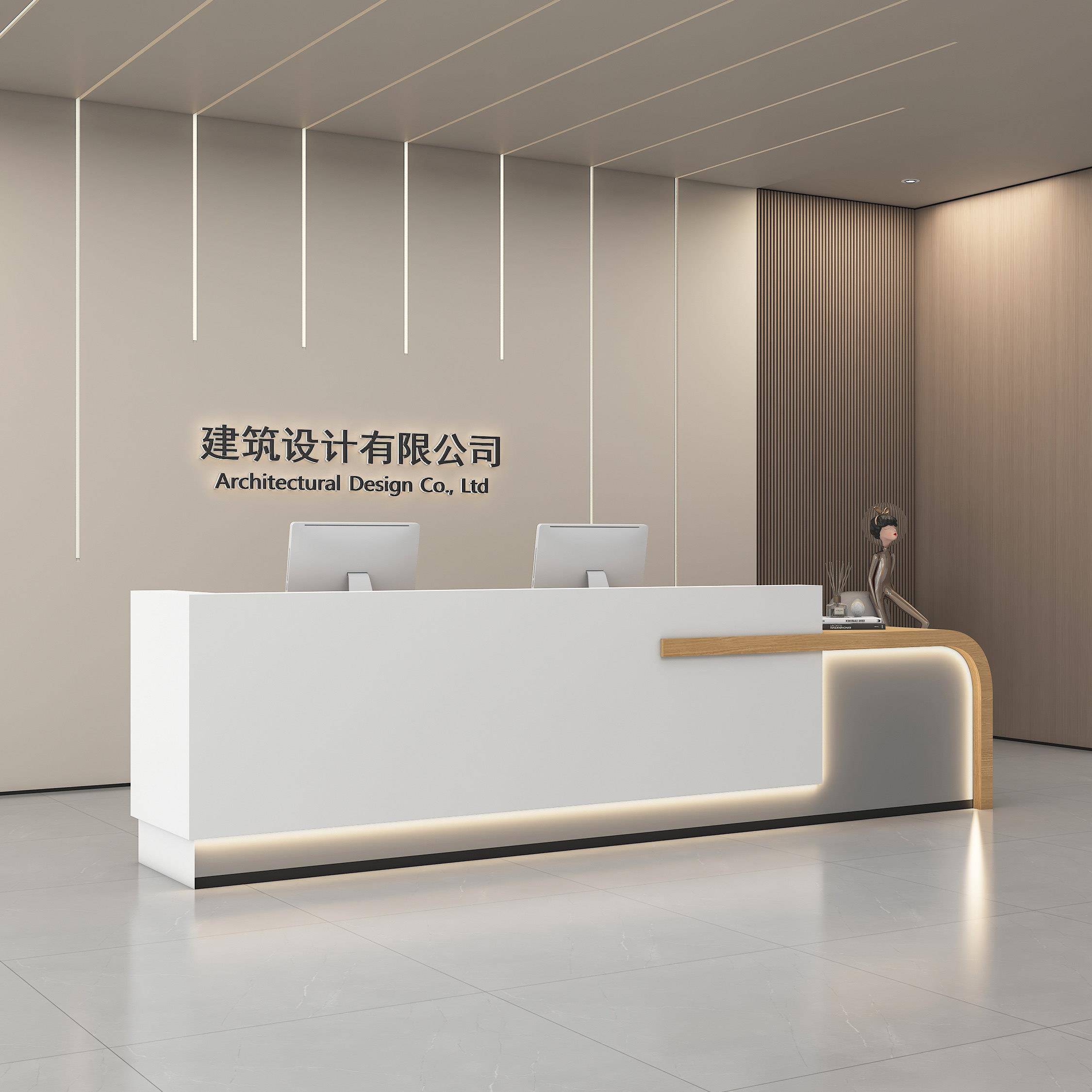公司前台接待台简约现代物业柜台烤漆收银柜台办公室吧台桌酒店前