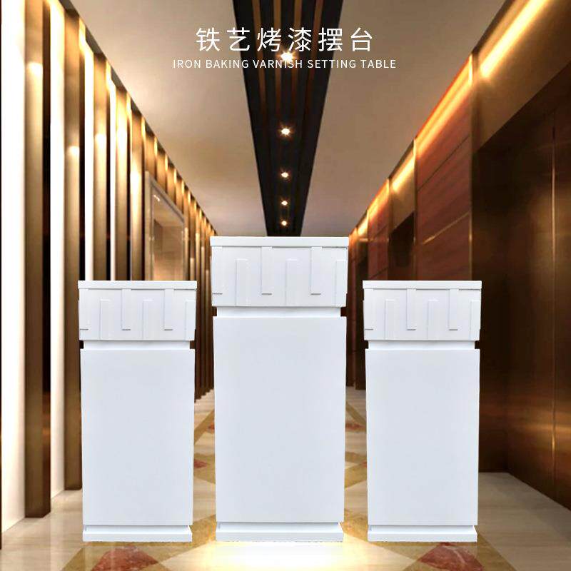 防水防锈烤漆白色长方体底座新中式客厅酒店样板婚庆房外雕塑摆件
