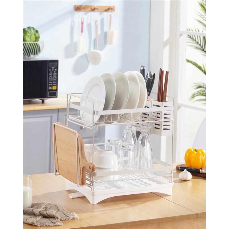 厨房置物架不锈钢晾放碗筷双层刀菜板收纳盒落地家用品沥水碗碟架