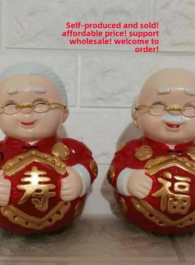 采购产品福寿岳父岳母杯陶瓷装饰品，男女装饰品，老人和妇女装饰