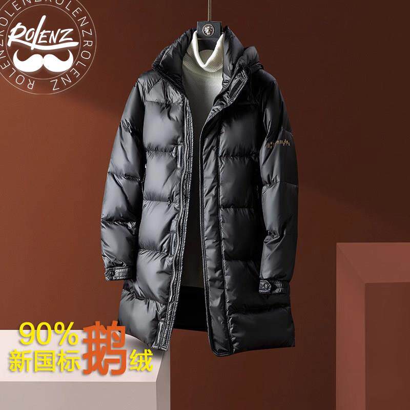 ROLENZ高端品牌鹅绒羽绒服男冬季2024新款加厚保暖防寒中长款外套