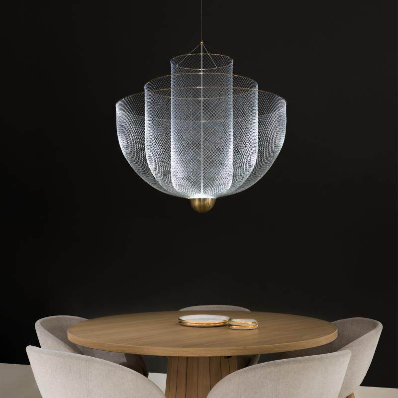 设计师创意个性简约圆形网状金属造型酒吧咖啡厅酒店餐厅客厅吊灯