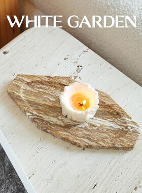 WHITE GARDEN方舟天然大理石托盘轻奢高级感样板间摆件香薰蜡烛盘