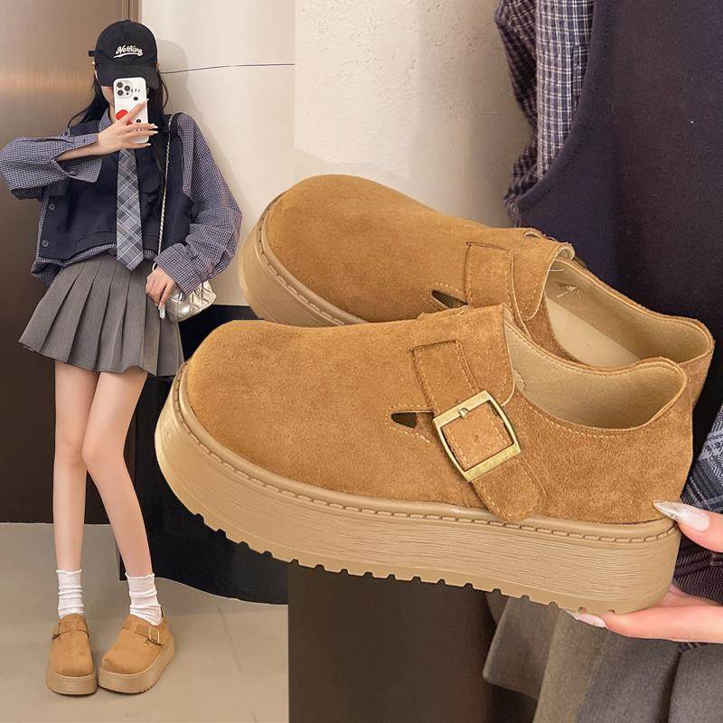 复古勃肯鞋女单鞋2025年秋季新款厚底松糕一脚蹬乐福鞋全包1215r