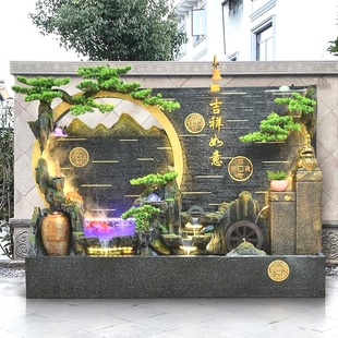 大假山流水喷泉家用客厅庭院阳台鱼池水景装 新款 饰水幕墙屏风隔断