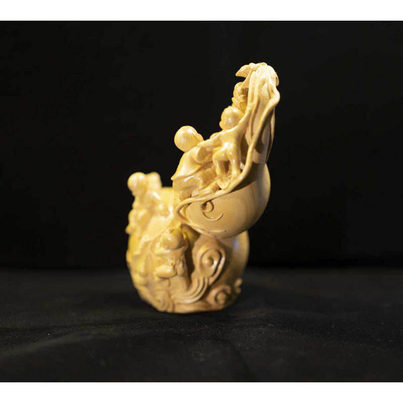 小叶车载摆件木雕葫芦娃文玩黄杨装饰摆件家居装饰木雕