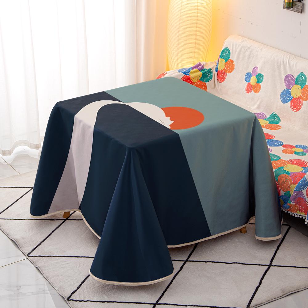 RI0T莫兰迪烤火罩取暖桌罩正方形电炉罩烤火桌子桌布新款冬季加厚