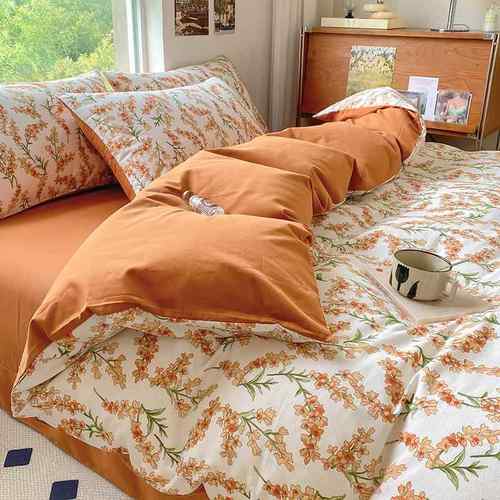 秋冬加厚纯棉磨毛四件套简约四件套全棉床上四件套加厚纯棉三件套