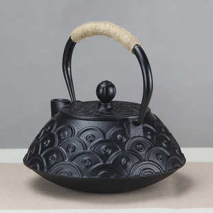 800ml鱼鳞纹 经典款带过滤网日式煮水泡茶家用养生铸铁壶茶壶茶具