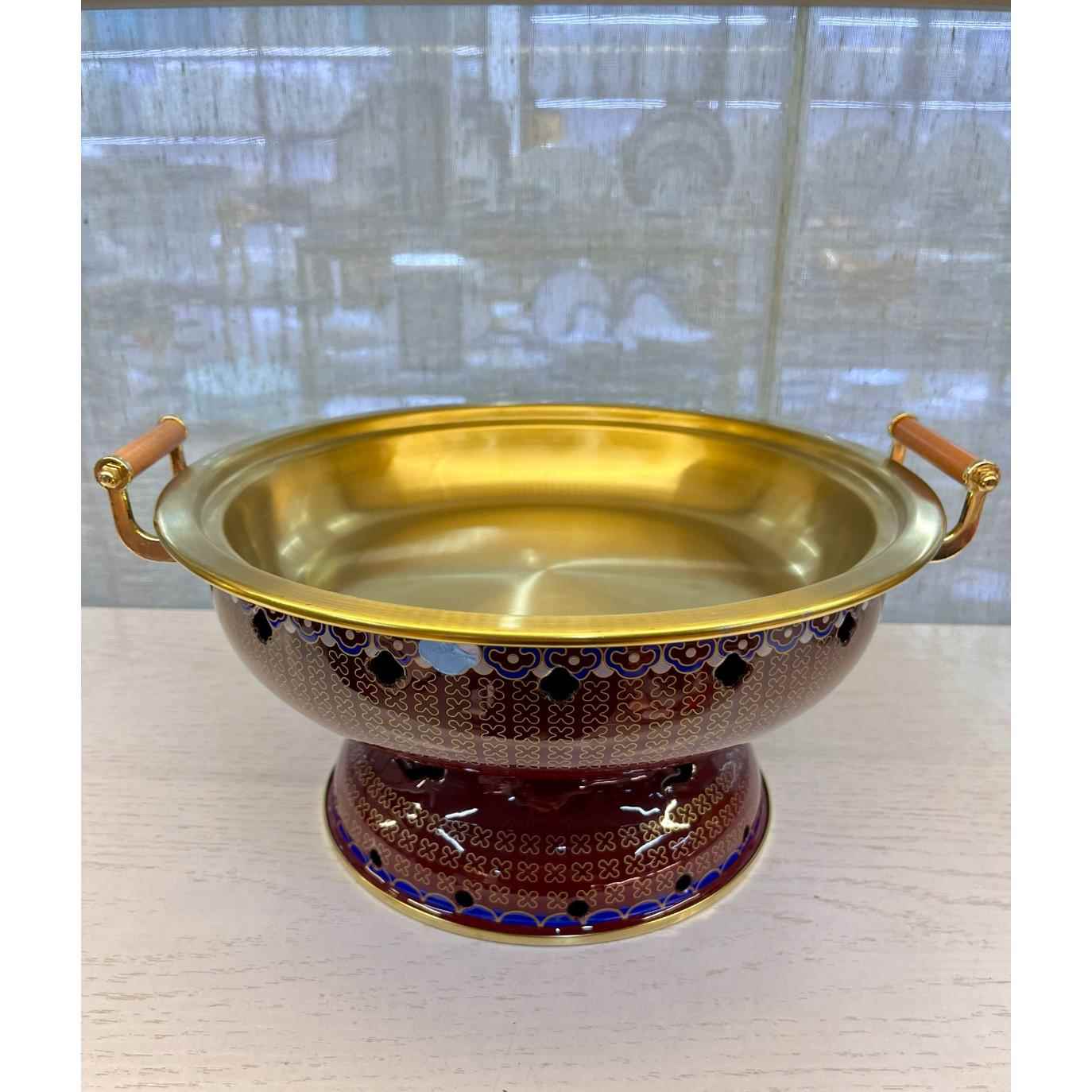 景泰蓝火锅炉酒精加热汤盆不锈钢火锅炉烧烤盘大容量搪瓷干锅烤肉