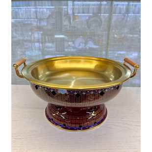 景泰蓝火锅炉酒精加热汤盆不锈钢火锅炉烧烤盘大容量搪瓷干锅烤肉