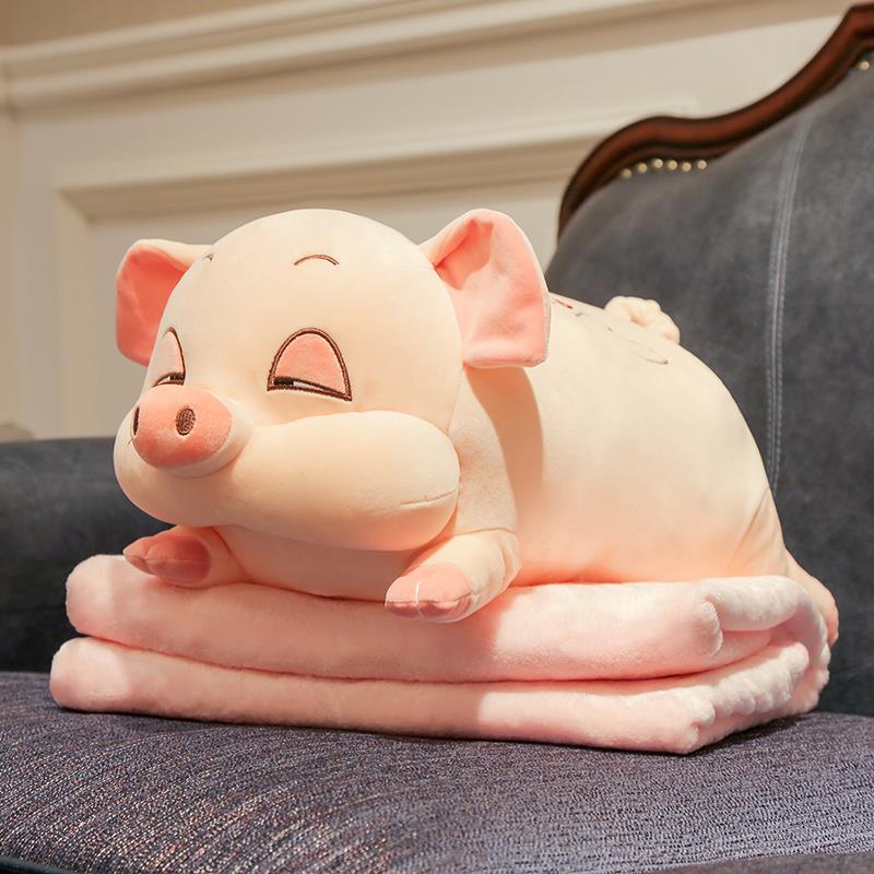 正品可爱猪睡夹抱枕被觉子两用室床腿头床上大靠卧垫长条枕头圆柱