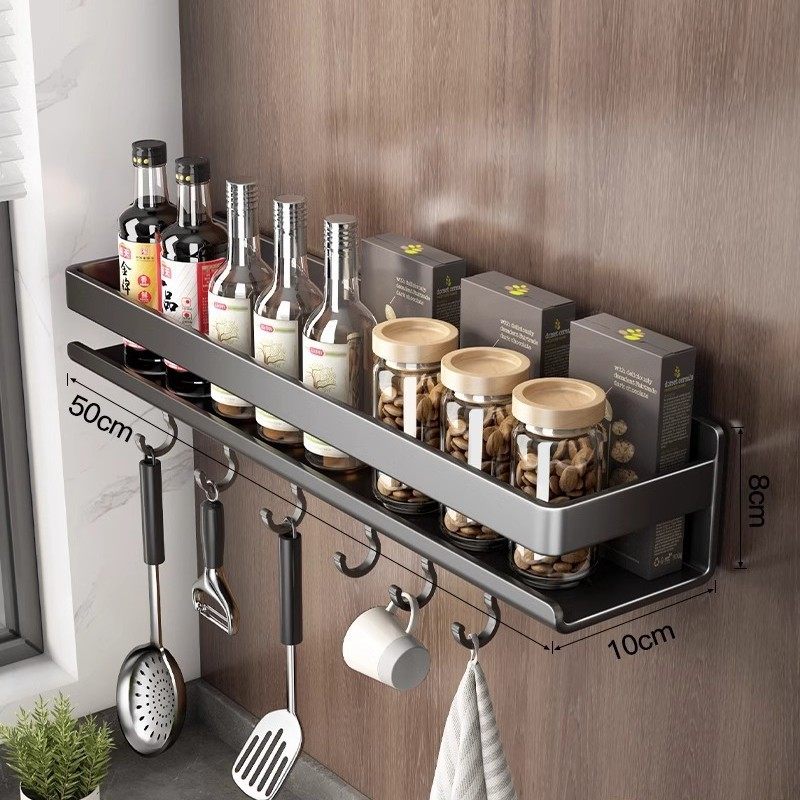 枪灰厨房置物架调味料品罐收纳架子墙上免打孔壁挂式佐料调料架,厨房/烹饪用具,抹布架/厨房清洁收纳架,淘宝优惠券,粉丝福利购,淘宝优惠卷