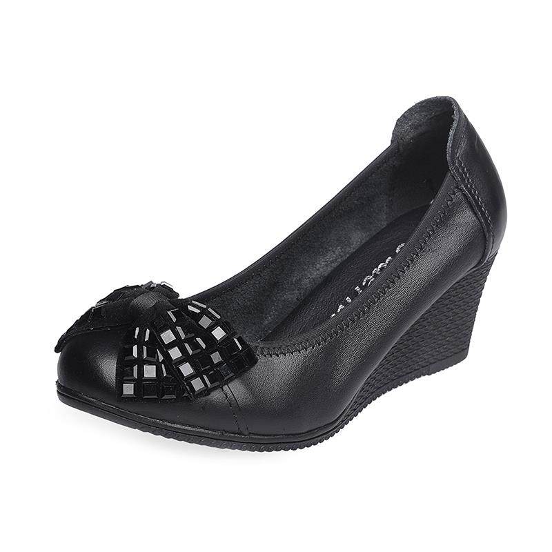 正品超软底不跟磨脚舒真皮女鞋坡圆休闲适妈妈单鞋上班皮鞋工作黑,女鞋,浅口单鞋,淘宝优惠券,粉丝福利购,淘宝优惠卷