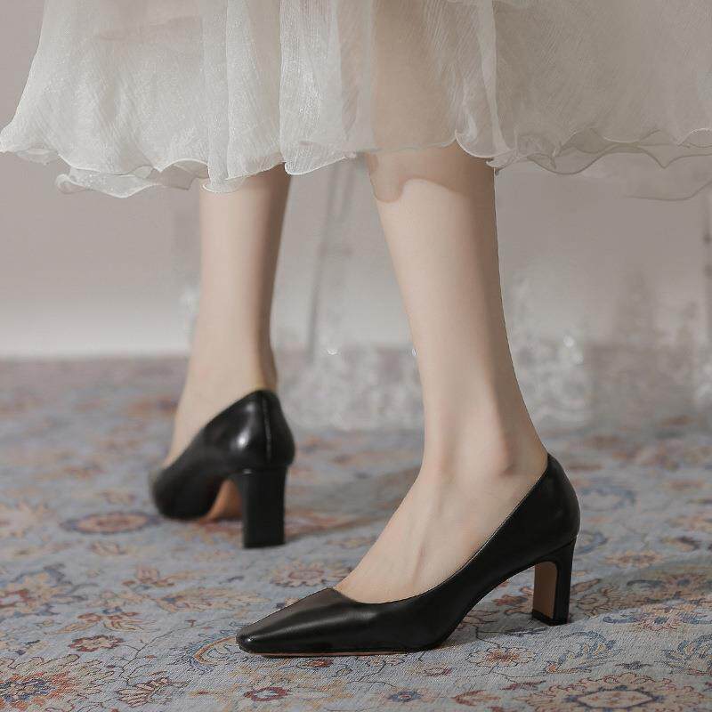 2135-2粗跟面试女鞋2026新款黑色职业工作鞋上班族通勤正装高跟鞋