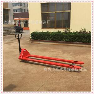 供应叉止2M3M4M长手动液压托盘车 高起升搬运车 虾霸手拉地拖车
