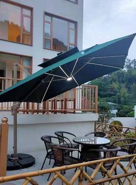 出口户外遮阳伞伞带LED太阳能灯罗马伞+150公斤水箱颜色可定