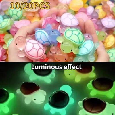 20pcs Cute Mini Glow in the Dark Turtle Ornaments Micro Land