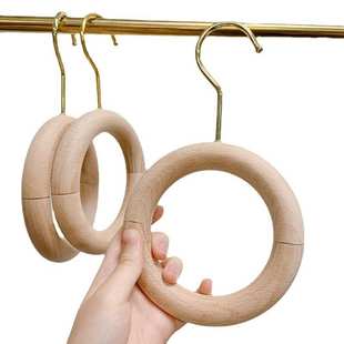 服装店S钩牛仔裤围巾丝巾架包包带磁铁裤钩木纹圆环木圈挂钩子榉