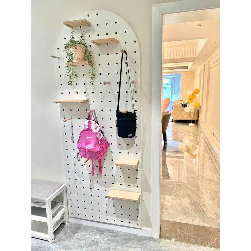 洞洞板墙上置无品牌/板物架实木饰装墙展示面架墙上隔板收纳入户