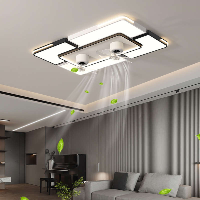 现代简约客厅灯双电机风扇灯变频智能卧室房间摇头吸顶风扇灯