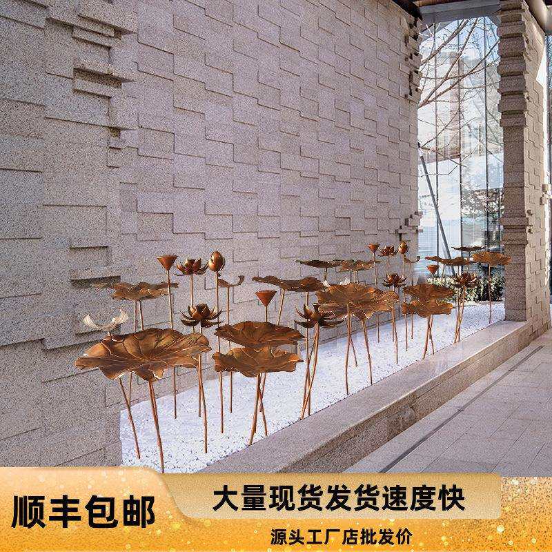 过荷叶道装饰摆件所会酒店售楼部水池铁艺雕塑莲花不锈钢荷花布景