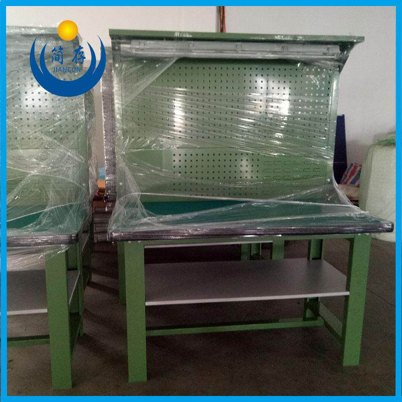 重型双层防静电工作台 C型钢桌腿操作台办公维修桌工具挂板工作桌