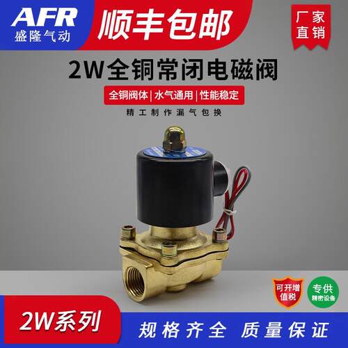 2W全铜电磁阀水阀 DC24V AC220V 油气控制工业用电磁阀