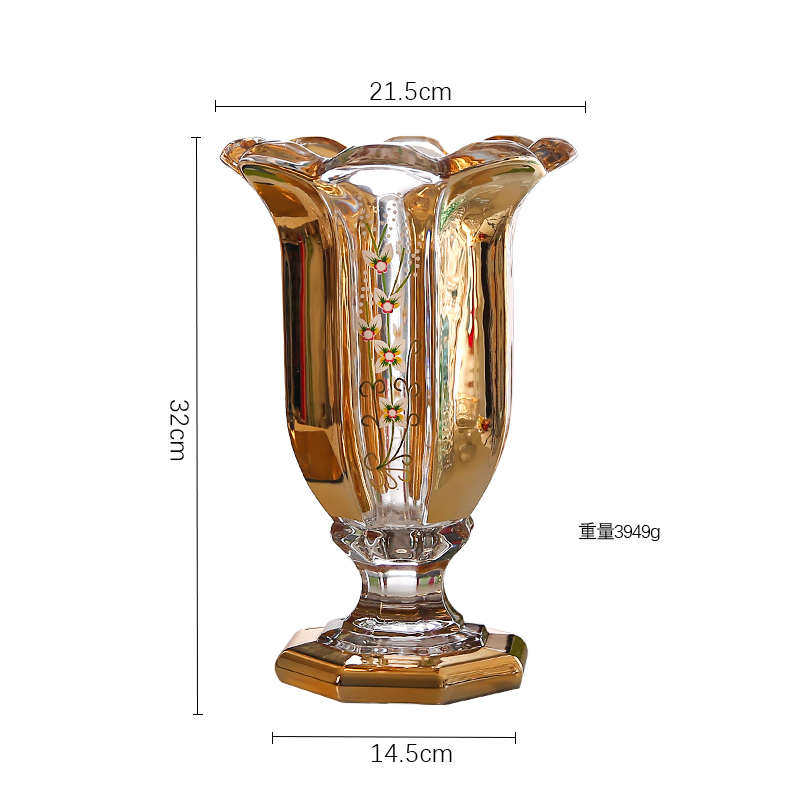 插花花瓶装饰客厅玻璃镀金花瓶工艺珐琅高档玄关高脚彩软家居装,家居饰品,花瓶,淘宝优惠券,粉丝福利购,淘宝优惠卷