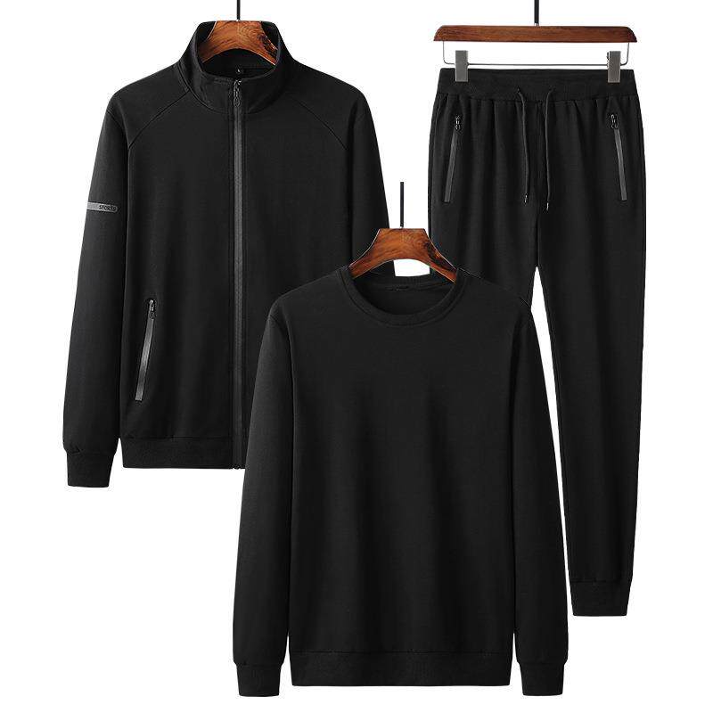 中年男士纯棉爸爸秋装套装中老年运动服春秋款老人爷爷秋季三件套