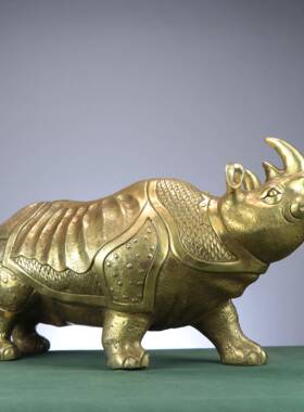 铜犀牛摆件 家居玄关客厅办公室工艺品创意犀牛摆件 大犀牛西牛